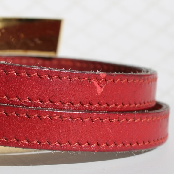 Hermès Gold Plated Pousse Pousse H slide bracelet red leather Authentic - Picture 14 of 16